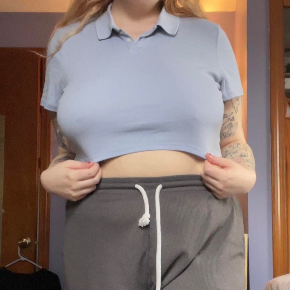 American Eagle cropped polo baby tee